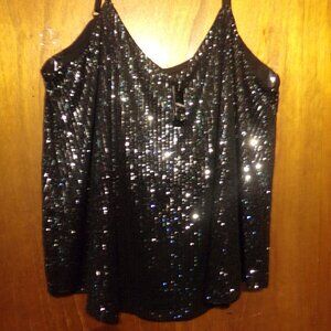 NWT Torrid Black Sequined Spaghetti Stap Tank Top - size 3